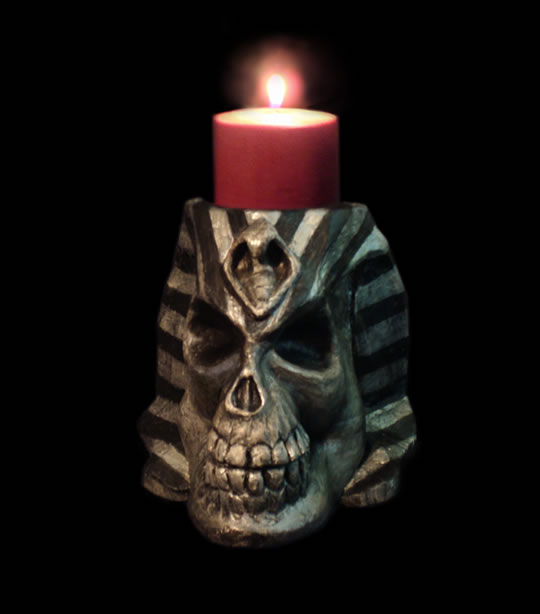 EGYPTIAN SKULL CANDLE HOLDER