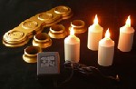 Rechargable Flickering LED Timer Votive Candle w/Base 4 pack