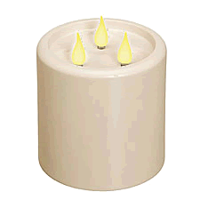 All Weather Flickering LED Triple Wick Pillar Candle