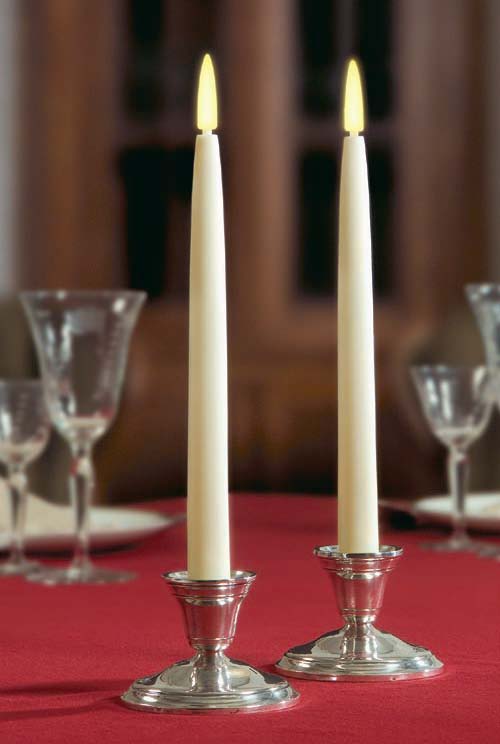 CLASSIC TAPERED FLICKERING CANDLE LAMP - 12 INCH PAIR W BASE