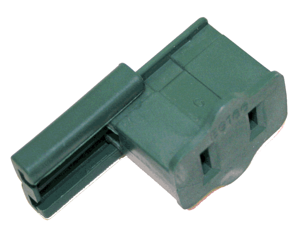Female Inline Zip Receptacle SPT2 for 18, 16 & 14GA Wire - Snap On - Green