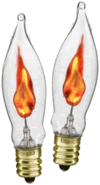 Clear Flicker Flame Tip Bulb Candelabra Base - 1 Watt - Pair