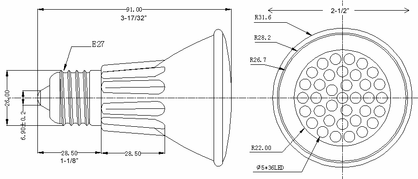 PAR20 Bulb Dimensions