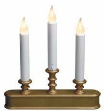 Triple Flickering Candle Lamps Brass